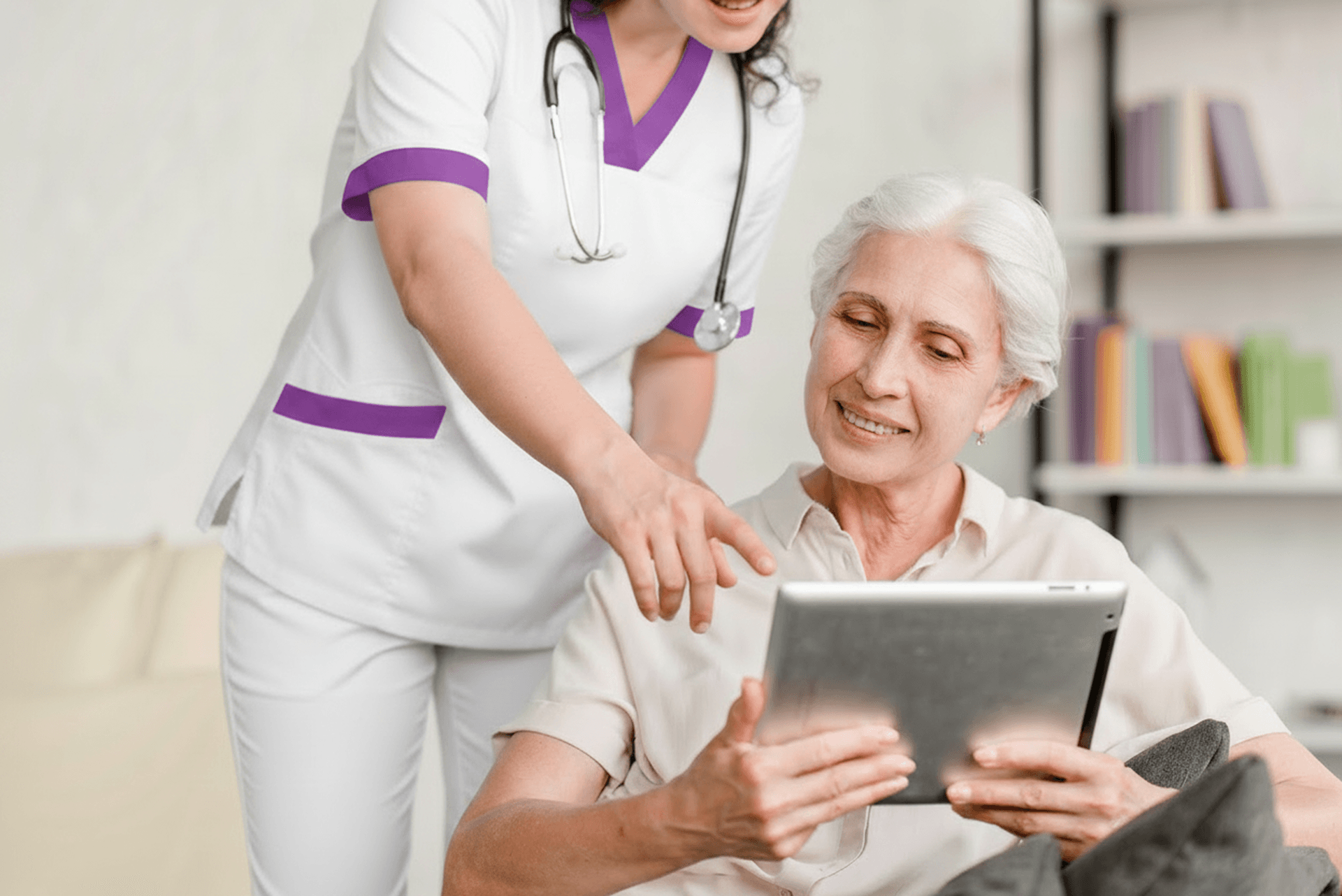 Humafix® Pflegepersonal zeigt Unterschrift-Tool